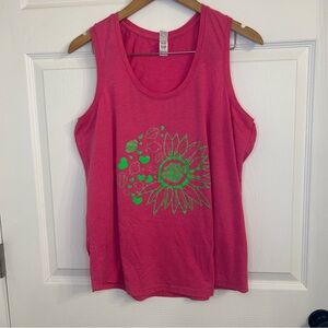 District Pink and Green Graphic Tank Top